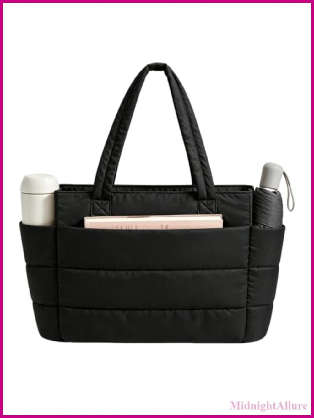 Large Lightweight Puffer Tote Bag Quilted Polyester Travel Gym Work